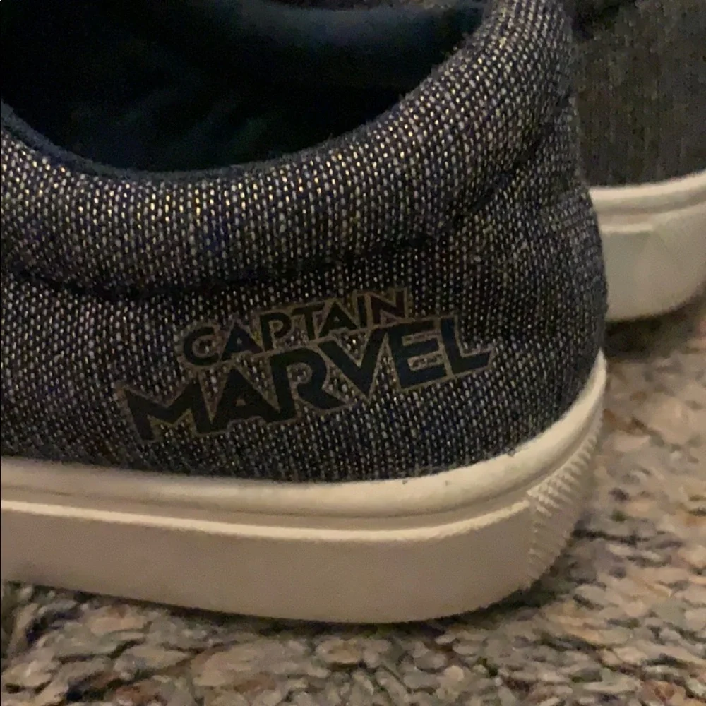 Captain Marvel Glitter Denim slipon shoes size 11
